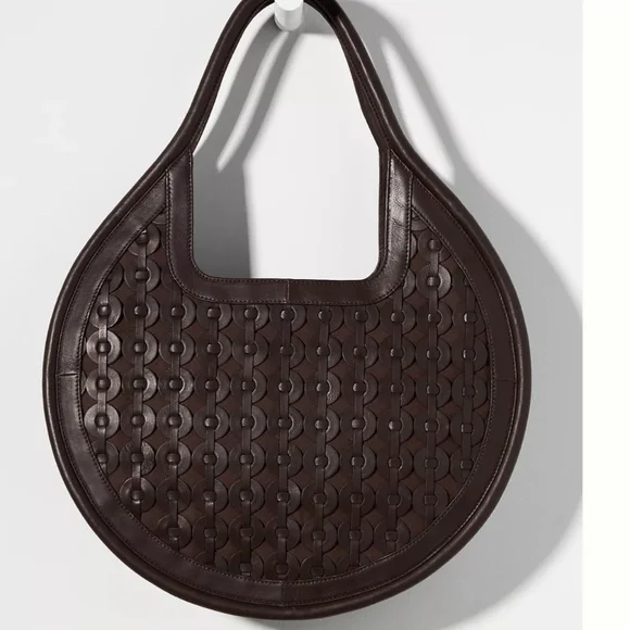 Anthropologie Circle Gusset Tote Chocolate NWT $178 - Picture 6 of 12